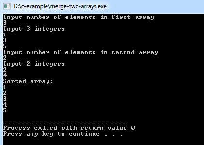 C Program To Join Two Arrays