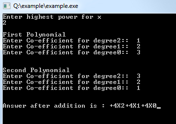 polynomial using cplusplus