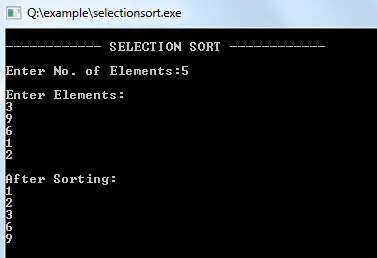 selection sort example