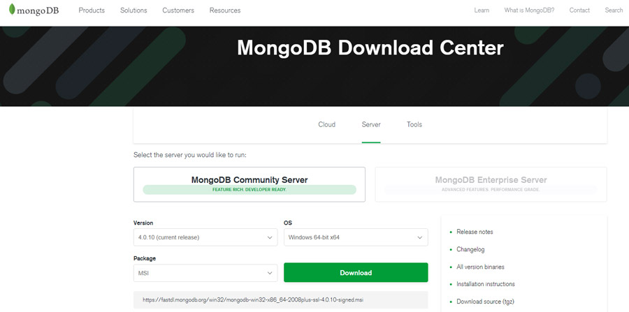 download mongodb which file